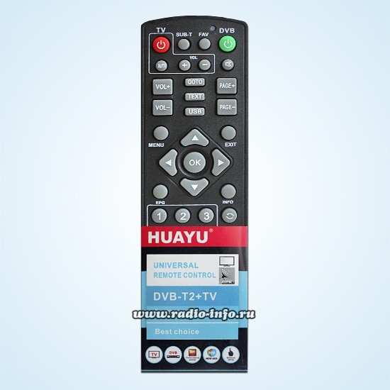 Настроить пульт dvb t2 tv. Пульт Huayu DVB-t2. ПДУ Huayu gs8306. Пульт Huayu DVB-t2+TV Universal. Huayu универсальный пульт для приставок DVB-t2.