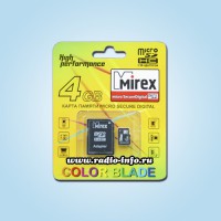 Карта памяти micro SDHC Card Mirex 4GB + SD adapter - Магазин спутникового оборудования "Всё ТВ"