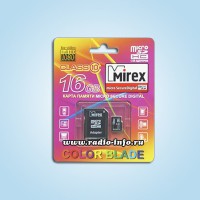 Карта памяти micro SDHC Card Mirex Class 10 16GB + SD adapter - Магазин спутникового оборудования "Всё ТВ"