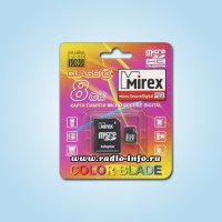 Карта памяти micro SDHC 8GB Card Mirex Class 10  + SD adapter - Магазин спутникового оборудования "Всё ТВ"